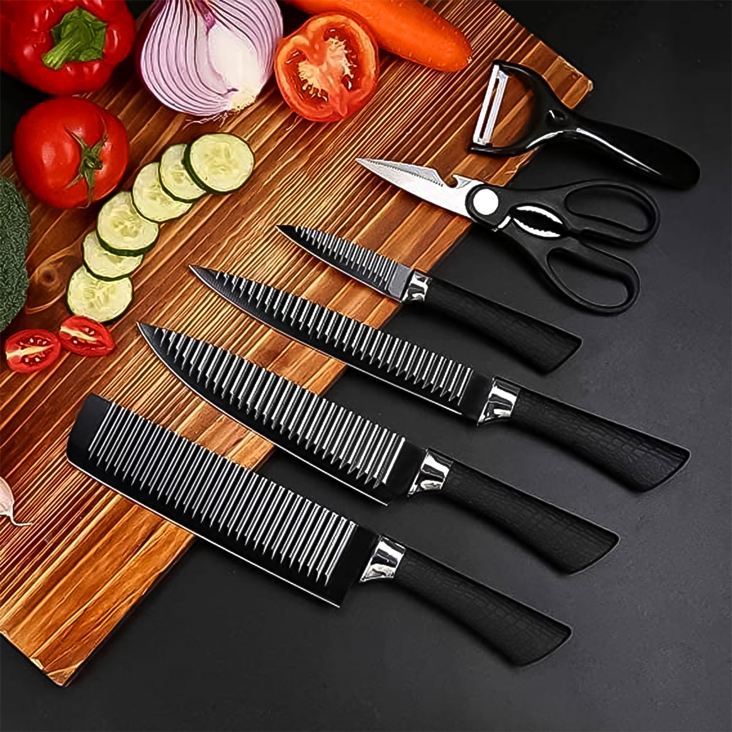 Stainless Steel Knife Set With Chef Peeler And Scissor Stainless Steel Knife Set With Chef Peeler And Scissor